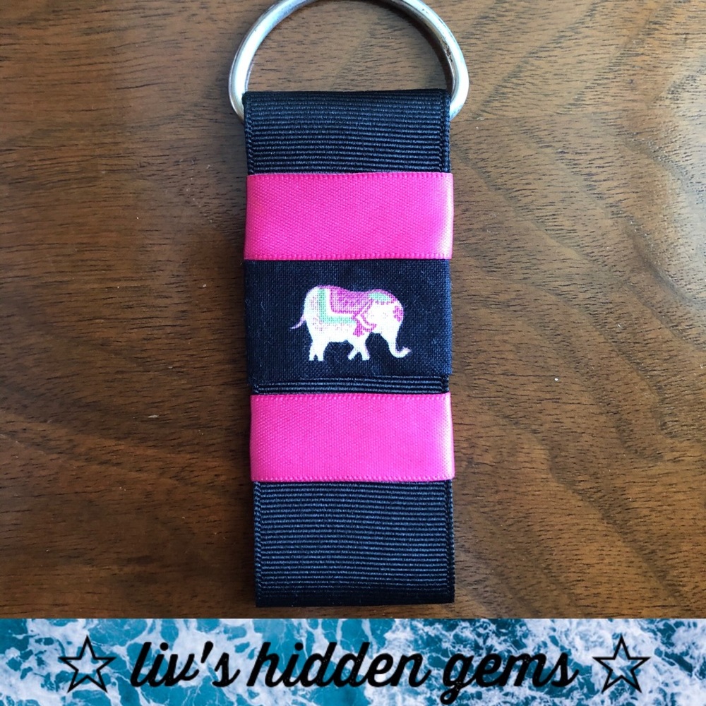 Vera Bradley Pink Elephants Keychain